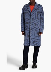 McQ Alexander McQueen - Appliquéd jacquard-knit coat - Blue - XS