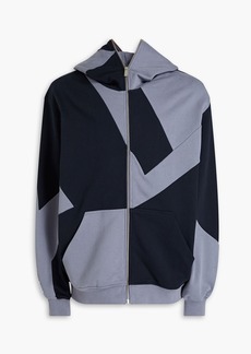 McQ Alexander McQueen - Color-block French cotton-terry zip-up hoodie - Blue - XXS