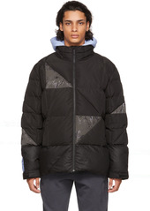 MCQ Black Waxed Cotton Patched Puffer Jacket