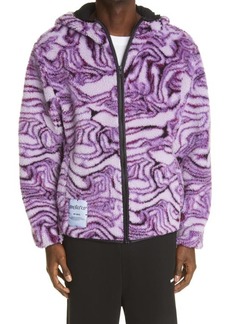 MCQ Marble Print High Pile Fleece Hooded Jacket in Cabbage at Nordstrom