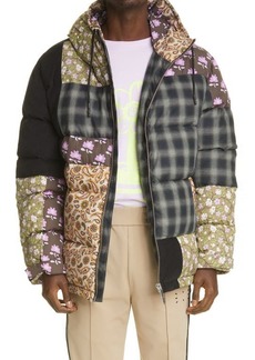 MCQ Patchwork Print Hooded Puffer Jacket in Multi at Nordstrom