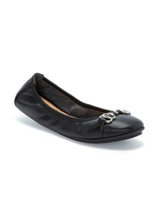 Me Too Olympia Skimmer Flat in Black Leather/Black at Nordstrom
