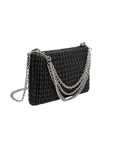 Melie Bianco Erin Black Padded Quilted Crossbody Clutch