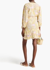 Melissa Odabash - Ruffled floral-print mousseline mini wrap dress - Yellow - XS