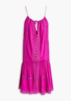 Melissa Odabash - Chelsea lace-trimmed embellished voile mini dress - Pink - M