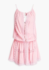 Melissa Odabash - Chelsea crocheted lace-trimmed voile mini dress - Pink - M