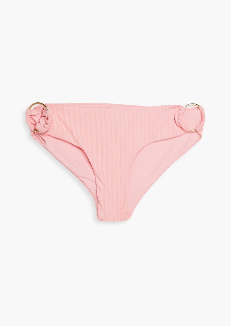 Melissa Odabash - Evita ring-embellished ribbed low-rise bikini briefs - Pink - IT 38