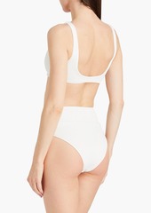 Melissa Odabash - Hamptons seersucker high-rise bikini briefs - White - IT 38