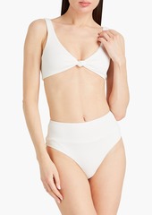 Melissa Odabash - Hamptons seersucker high-rise bikini briefs - White - IT 38