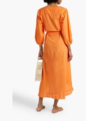 Melissa Odabash - Linsay ruffled cotton-voile midi wrap dress - Orange - S