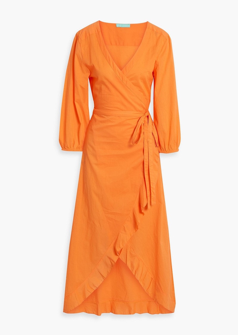 Melissa Odabash - Linsay ruffled cotton-voile midi wrap dress - Orange - XS