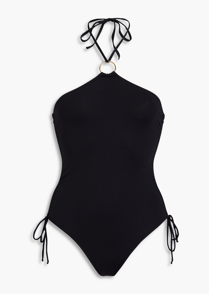 Melissa Odabash - Madeira ring-embellished halterneck swimsuit - Black - IT 40