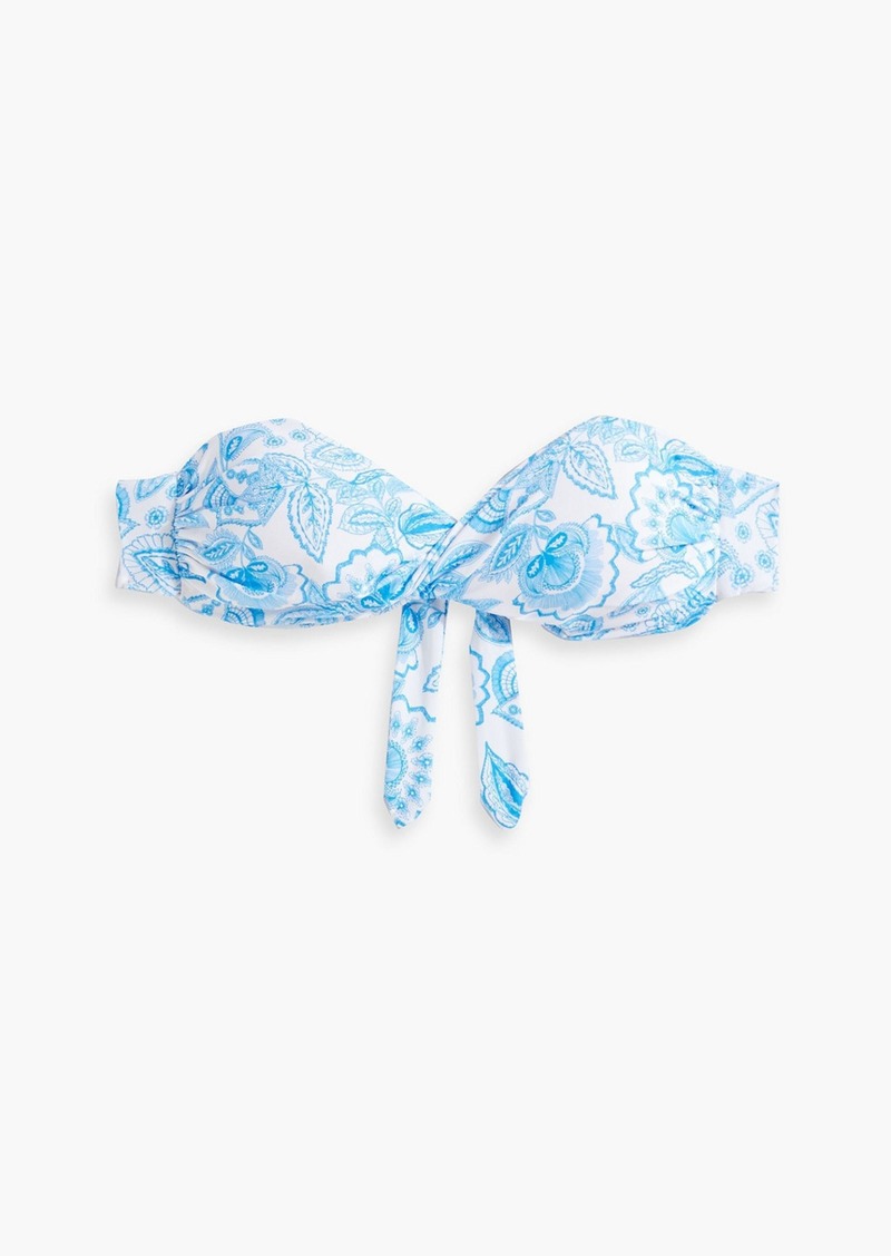 Melissa Odabash - Martinique twisted printed bandeau bikini top - Blue - IT 42
