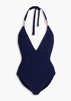 Melissa Odabash - Naples stretch-jacquard halterneck swimsuit - Blue - IT 44