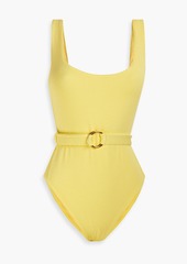 Melissa Odabash - Rio belted stretch-seersucker swimsuit - Yellow - IT 38