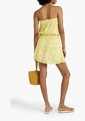 Melissa Odabash - Strapless shirred broderie anglaise cotton mini dress - Yellow - S