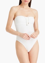 Melissa Odabash - St. Kitts ruched cutout seersucker bandeau swimsuit - White - IT 42