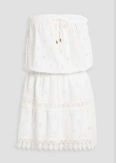 Melissa Odabash - Strapless shirred broderie anglaise cotton mini dress - White - L