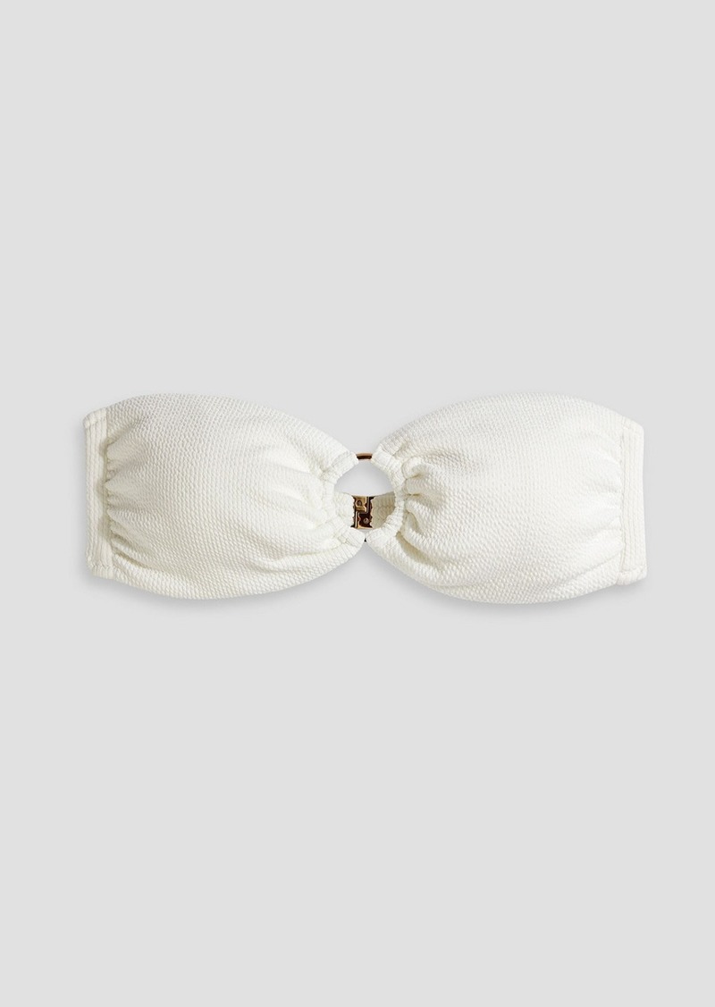 Melissa Odabash - Tortola ring-embellished seersucker bandeau bikini top - White - IT 42