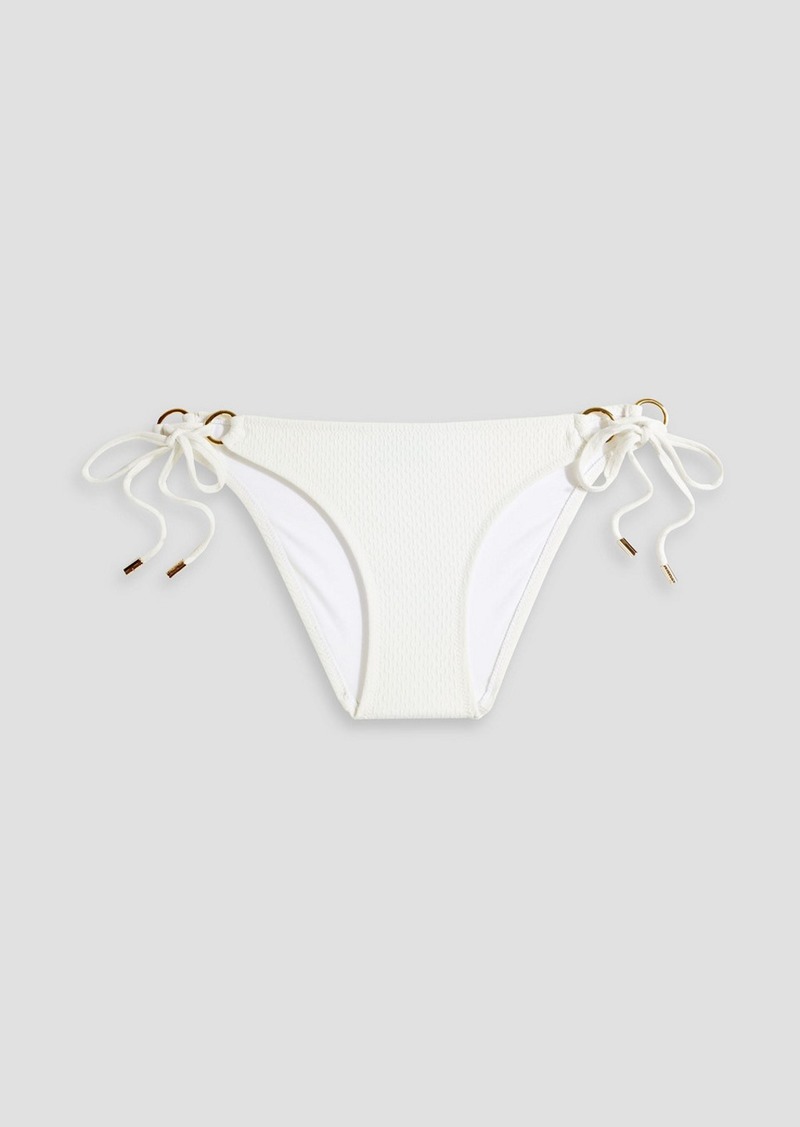 Melissa Odabash - Venice ring-embellished stretch-seersucker low-rise bikini briefs - White - IT 40