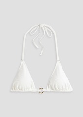 Melissa Odabash - Venice ring-embellished stretch-seersucker triangle bikini top - White - IT 46
