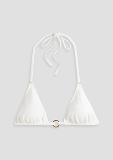 Melissa Odabash - Venice ring-embellished stretch-seersucker triangle bikini top - White - IT 44