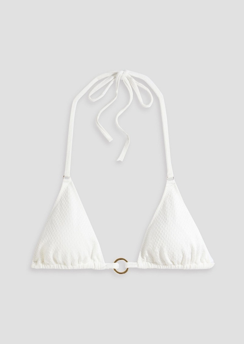 Melissa Odabash - Venice ring-embellished stretch-seersucker triangle bikini top - White - IT 46