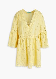 Melissa Odabash - Victoria broderie anglaise cotton mini dress - Yellow - XS