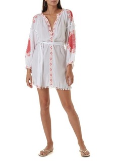 Melissa Odabash Katya Cover-Up Tunic Dress in White/Red at Nordstrom