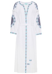 Melissa Odabash Woman Ally Belted Embroidered Cotton-voile Midi Dress White