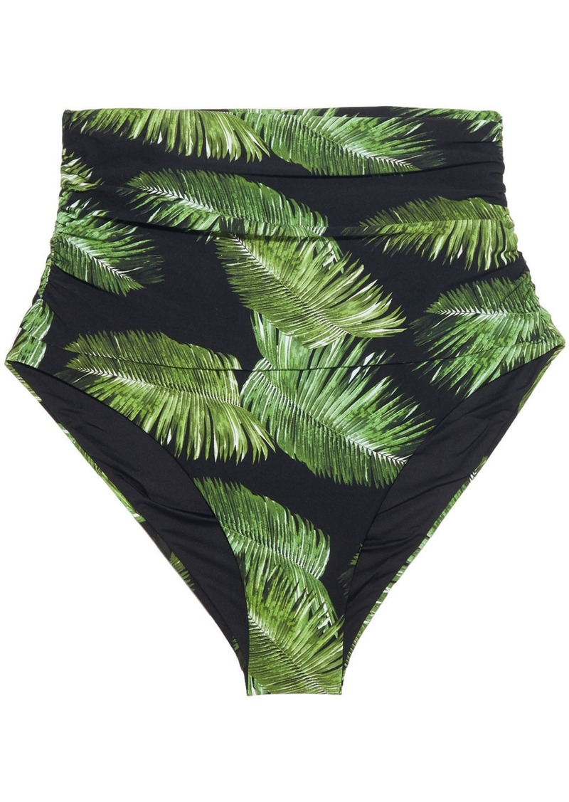 Melissa Odabash - Caribe ruched printed high-rise bikini briefs - Black - IT 38