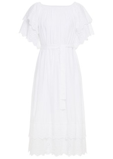 Melissa Odabash - Dee tiered belted broderie anglaise voile midi dress - White - XS