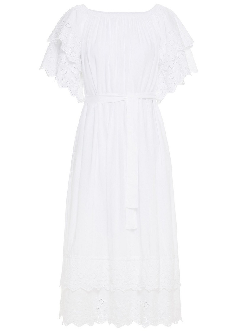 Melissa Odabash - Dee tiered belted broderie anglaise voile midi dress - White - M