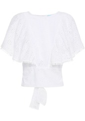 Melissa Odabash Woman Kristal Bow-detailed Ruffled Broderie Anglaise Cotton Top White