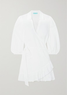 Melissa Odabash Paige Ruffled Cotton And Linen-blend Mini Wrap Dress