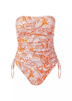 Melissa Odabash Sydney Paisley Strapless One-Piece Swimsuit