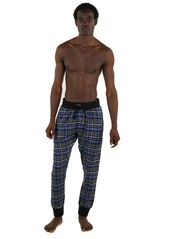 Members Only Flannel Jogger Lounge Pant with Draw String - Grey/Blue Plaid