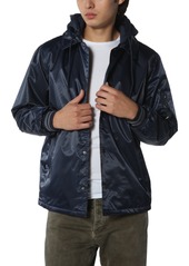 Members Only Men's Coach Jacket with Fleece Hood - Grey camouflage