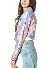 Members Only Women's Rugrats Tie-Dye Frayed Crop Denim Jacket - Purple