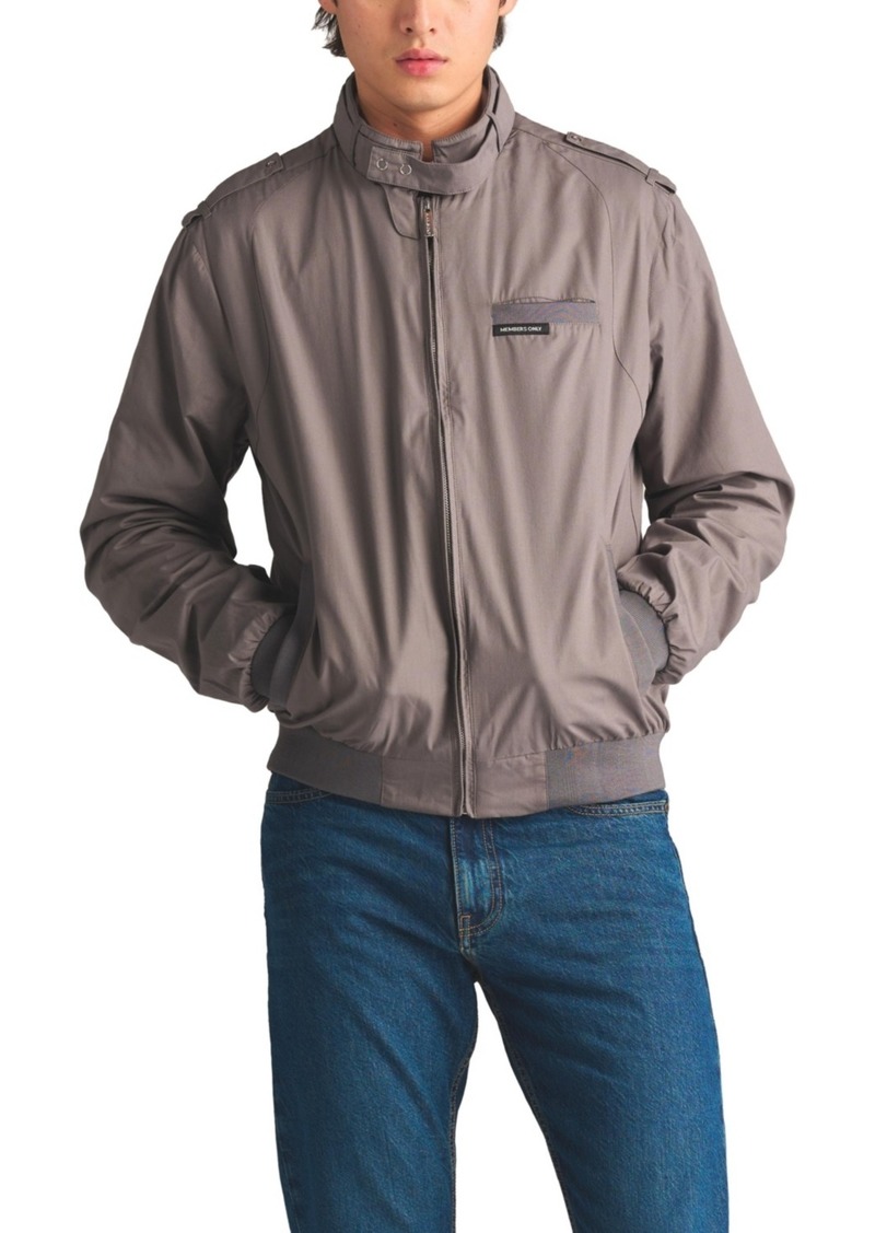 Members Only Men's Classic Iconic Racer Jacket (Slim Fit) - Grey