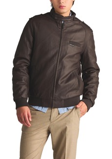Members Only Men's Faux Leather Iconic Racer Jacket - Dark brown