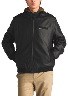 Members Only Men's Faux Leather Iconic Racer Jacket - Black