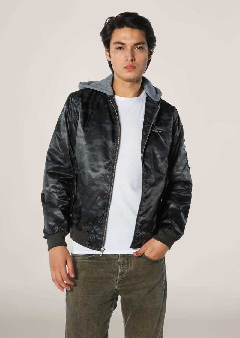 Members Only Men's Flight Satin Twill Hooded Jacket