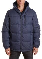 Members Only Men's Twill Block Puffer Jacket - Charcoal