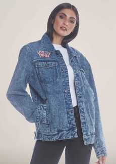 Members Only Women's Denim Looney Tunes Bugs Placement Oversized Jacket