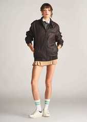 Members Only Women's Faux Leather Iconic Racer Oversized Jacket