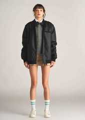 Members Only Women's Faux Leather Iconic Racer Oversized Jacket
