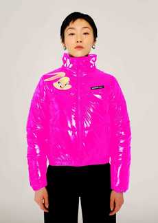 Members Only Women's Space Jam High Shine Puffer with Printed Jacket