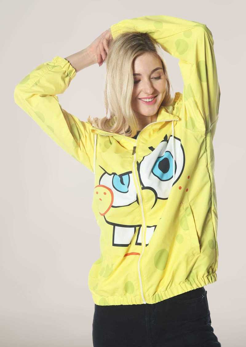 Members Only Women's Spongebob Windbreaker Oversized Jacket