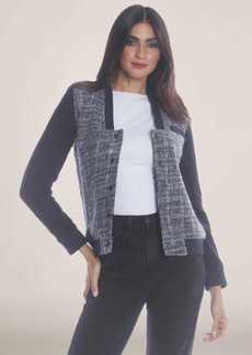Members Only Women's Updated Tweed Varsity Jacket with Contrast Sleeve